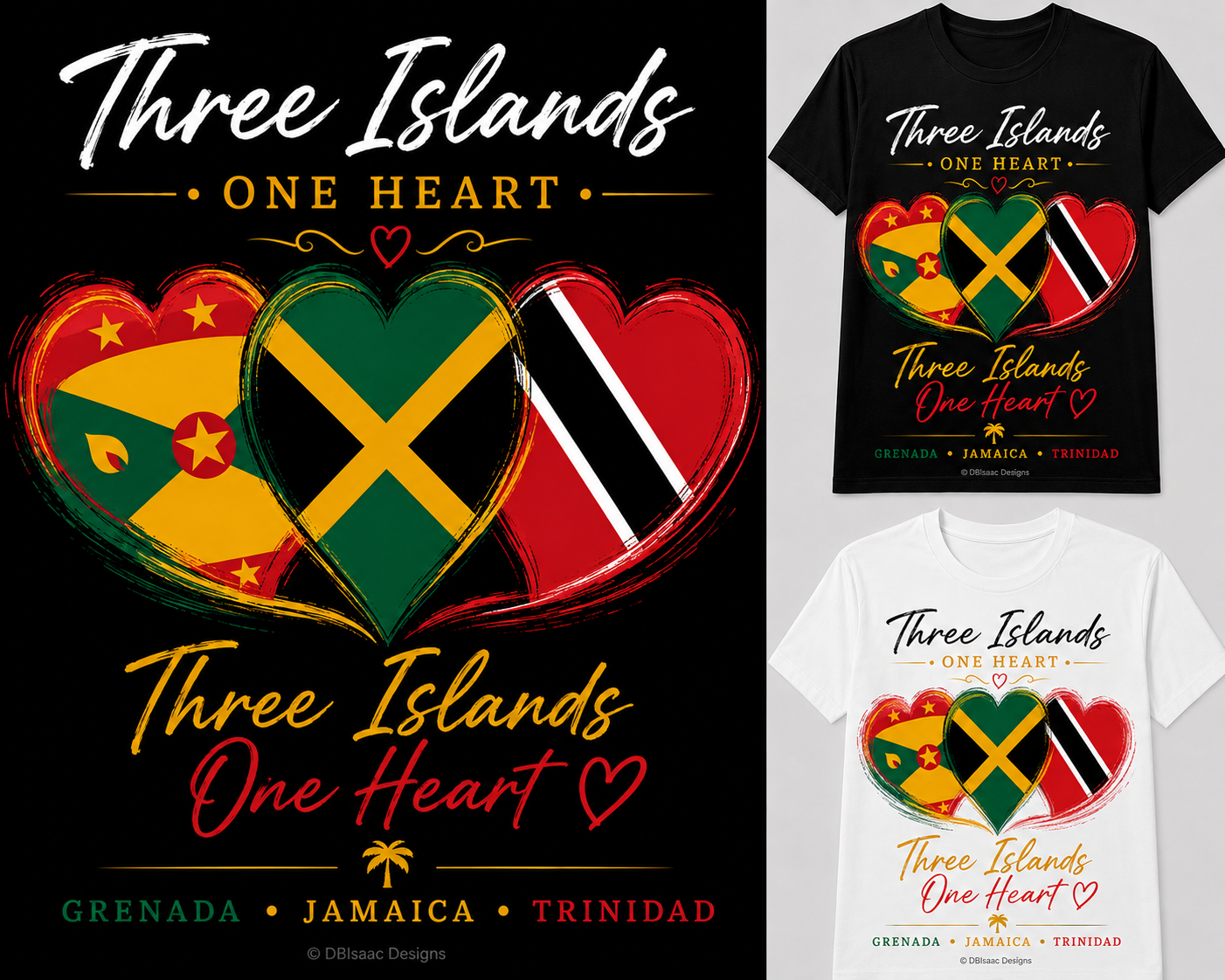 Three Islands, One Heart T-Shirt Design — DBIsaac
