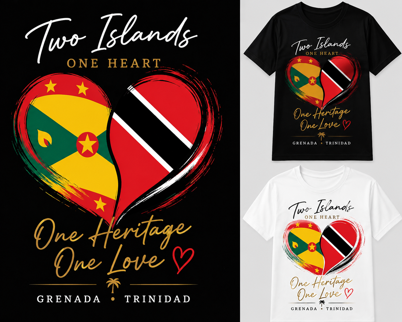 Two Islands, One Heart T-Shirt Design — DBIsaac